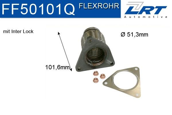 LRT FF50101Q Repair Pipe, catalytic converter SCÉNIC 2.0 16V (JA1B, JA1D, JA0C) 139 PS Petrol 2003
