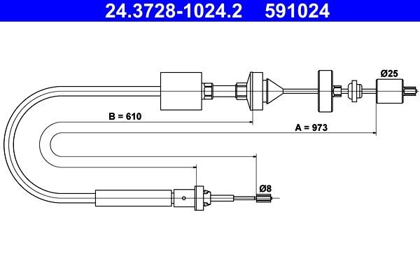 ATE Clutch Cable Article number: 24.3728-1024.2 cheaply