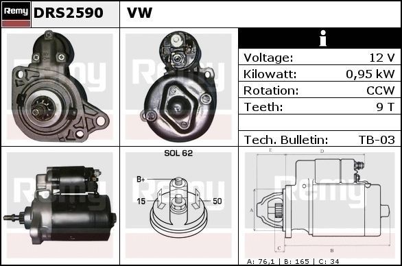 DELCO REMY Starter motor Article number: DRS2590 cheaply