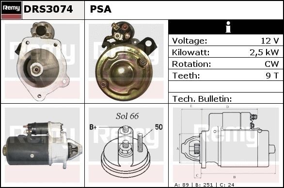 DELCO REMY Starter motor Article number: DRS3074 cheaply