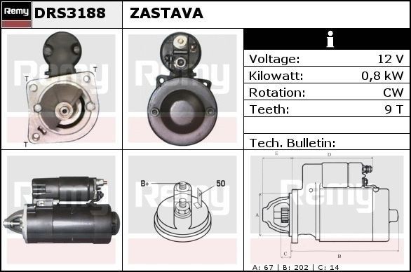 DELCO REMY Starter motor Article number: DRS3188 cheaply