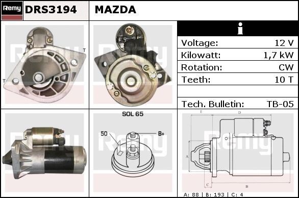 DELCO REMY Starter motor Article number: DRS3194 cheaply