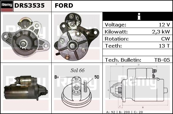 DELCO REMY Starter motor Article number: DRS3535 cheaply