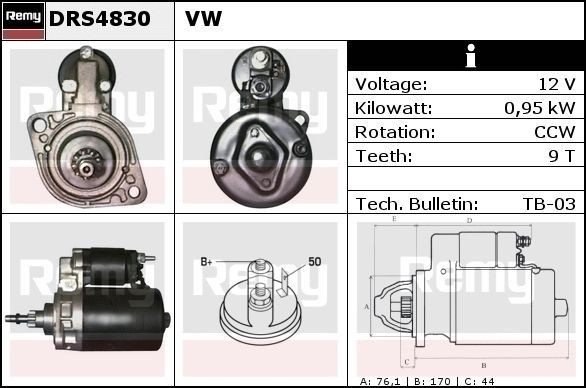 DELCO REMY Starter motor Article number: DRS4830 cheaply