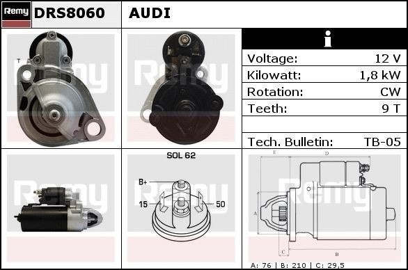 DELCO REMY Starter motor Article number: DRS8060 cheaply