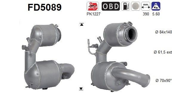 AS Diesel particulate filter Article number: FD5089 cheaply