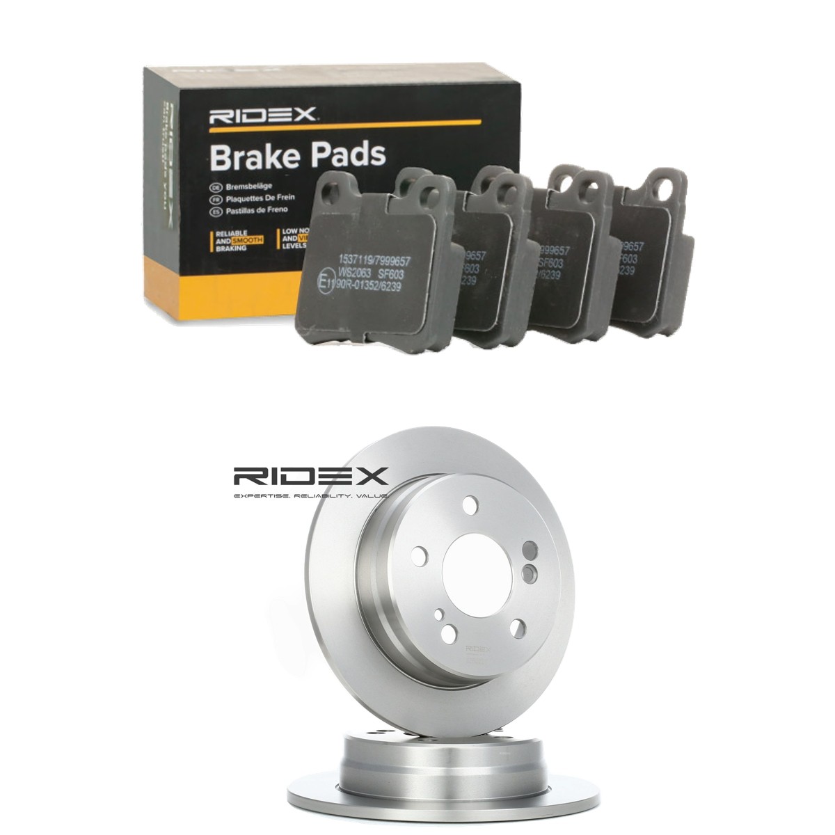 RIDEX Brake discs and pads set Article number: 3405B1905 cheaply
