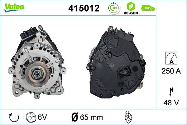VALEO 415012 Käivitusgeneraator OCTAVIA 1.5 TSI e-TEC 150 HP Bensiin/elekter