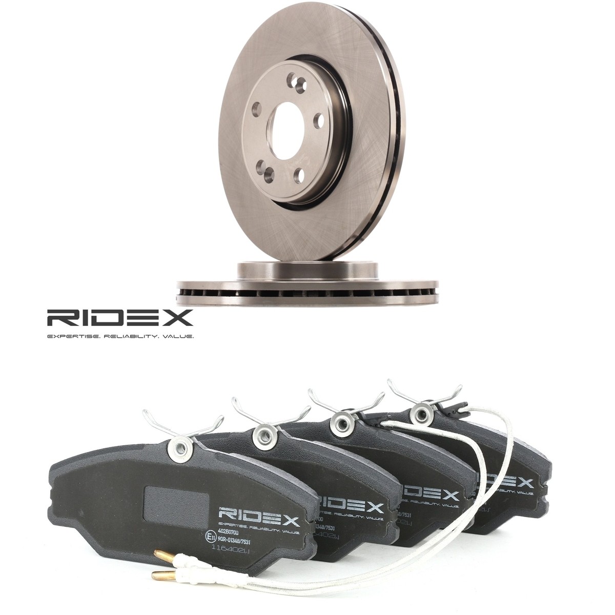 RIDEX Brake discs and pads set Article number: 3405B2557 cheaply