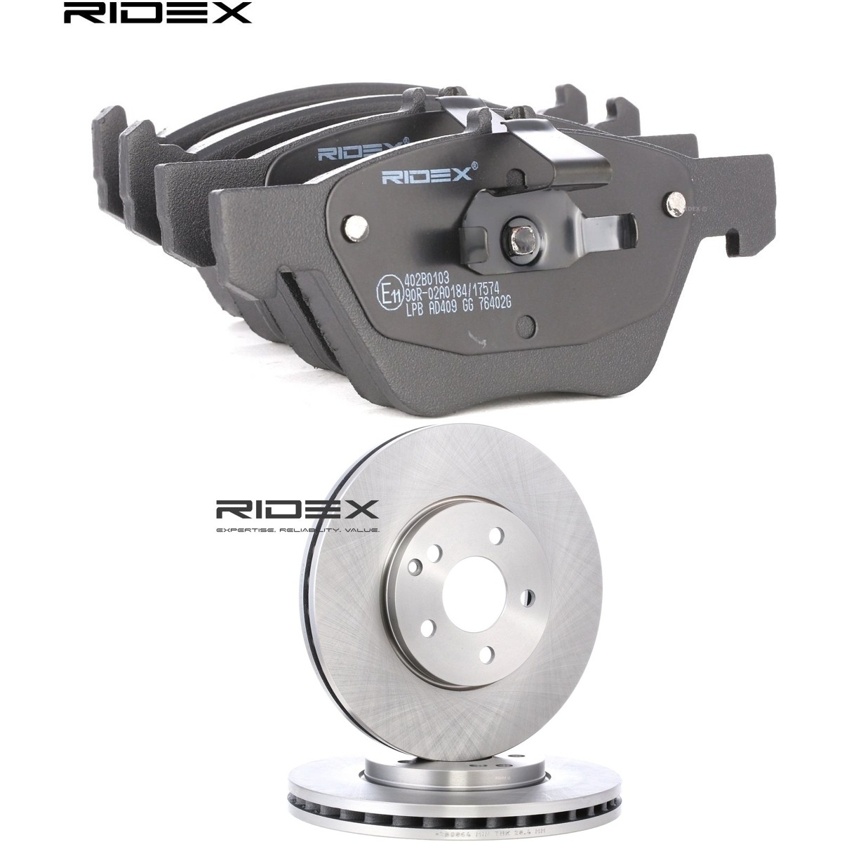 RIDEX Brake discs and pads set Article number: 3405B2672 cheaply