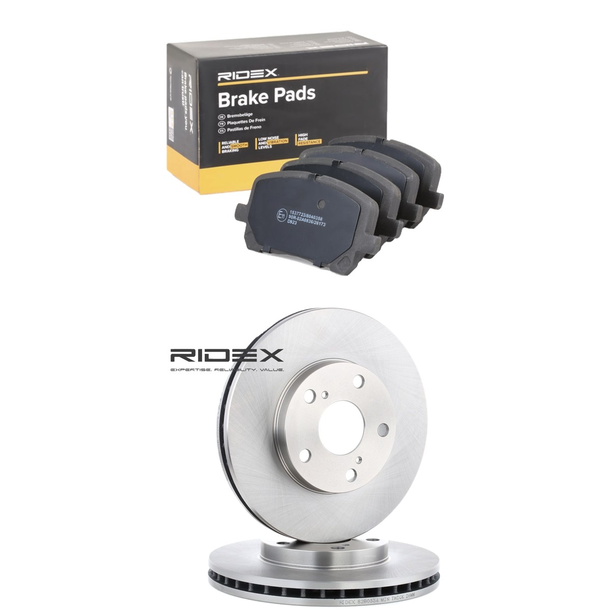 RIDEX Brake discs and pads set Article number: 3405B2744 cheaply