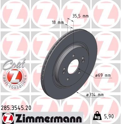 ZIMMERMANN Disc de frână număr articol: 285.3545.20 ieftin