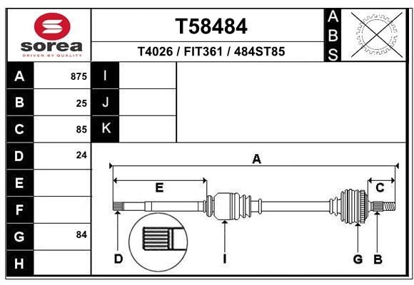 EAI Drive shaft Article number: T58484 cheaply