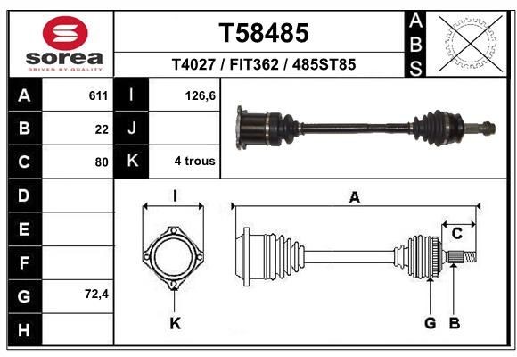 EAI Drive shaft Article number: T58485 cheaply
