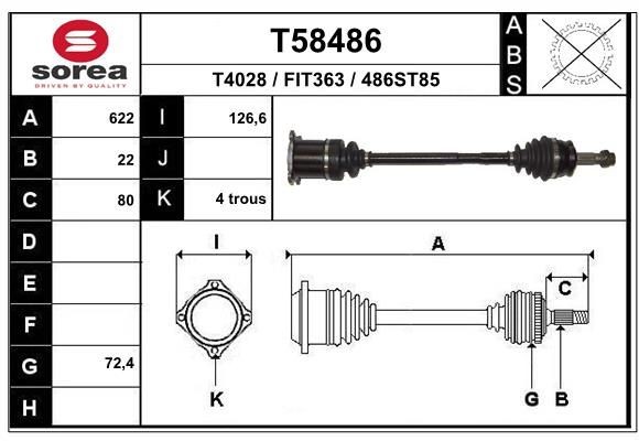 EAI Drive shaft Article number: T58486 cheaply