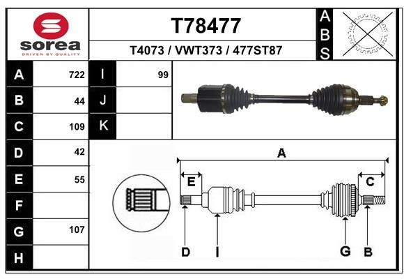 EAI Drivaxel Artikelnummer: T78477 billigt