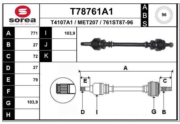 EAI Drive shaft Article number: T78761A1 cheaply