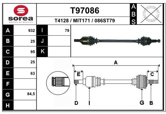 EAI Drive shaft Article number: T97086 cheaply