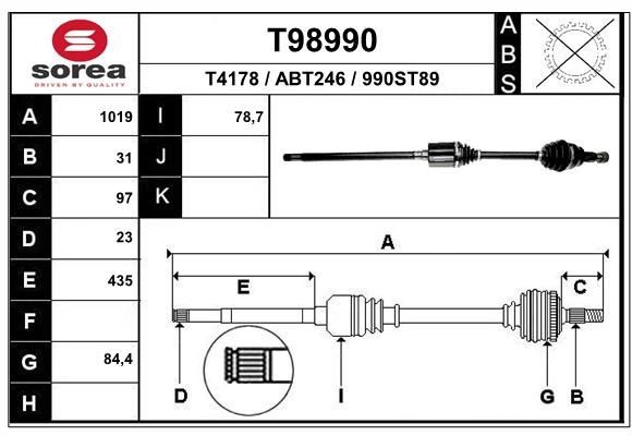 EAI Drive shaft Article number: T98990 cheaply