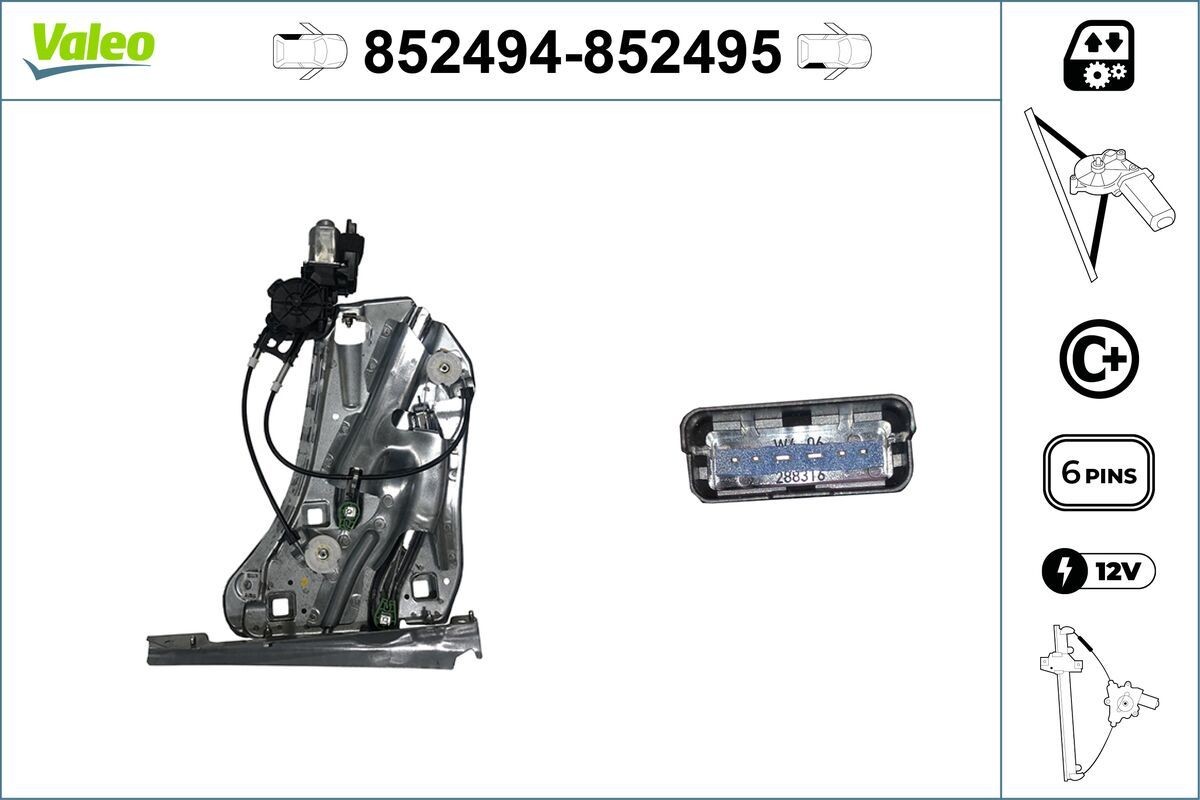 VALEO Window regulator Article number: 852494 cheaply
