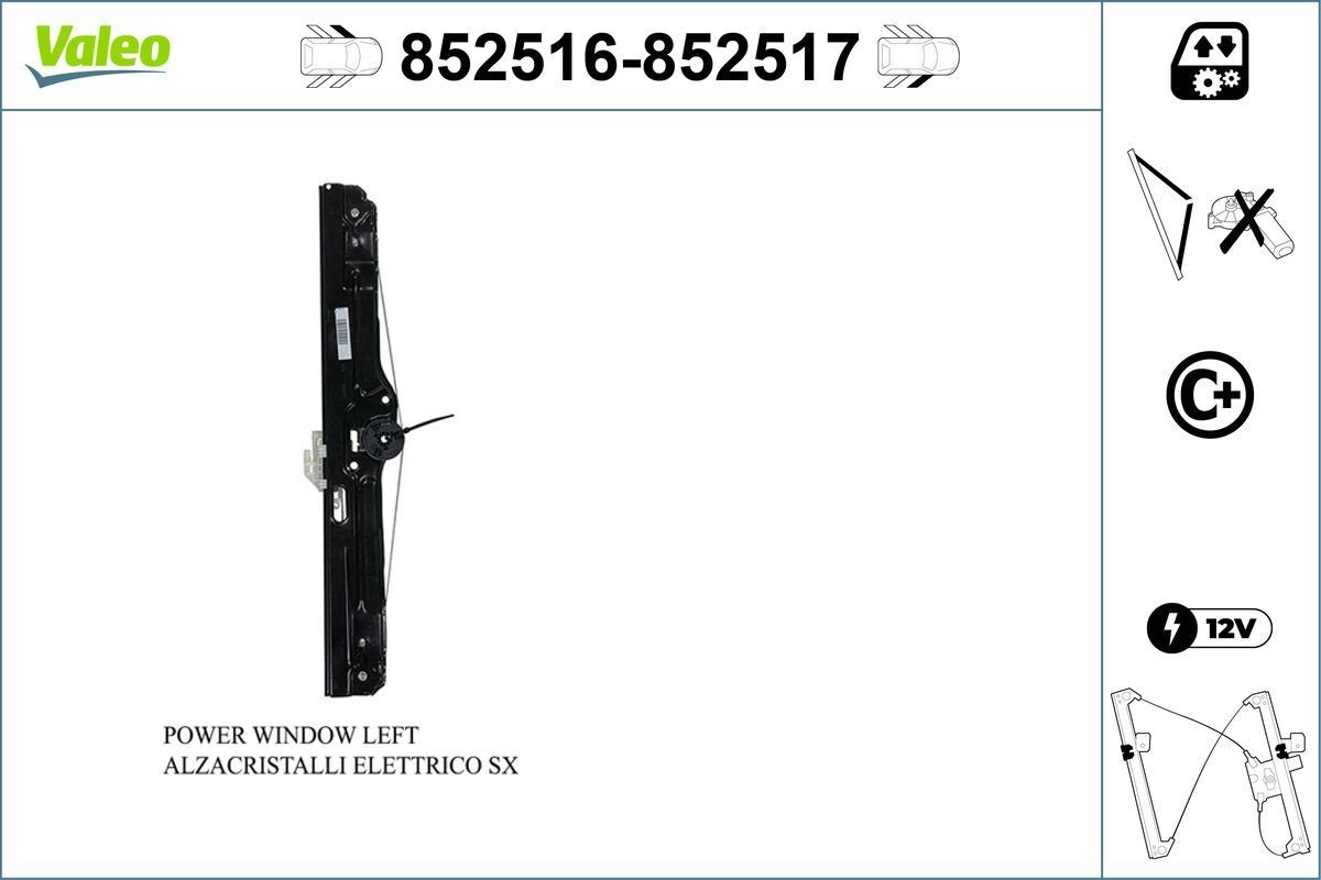 VALEO Window regulator Article number: 852516 cheaply
