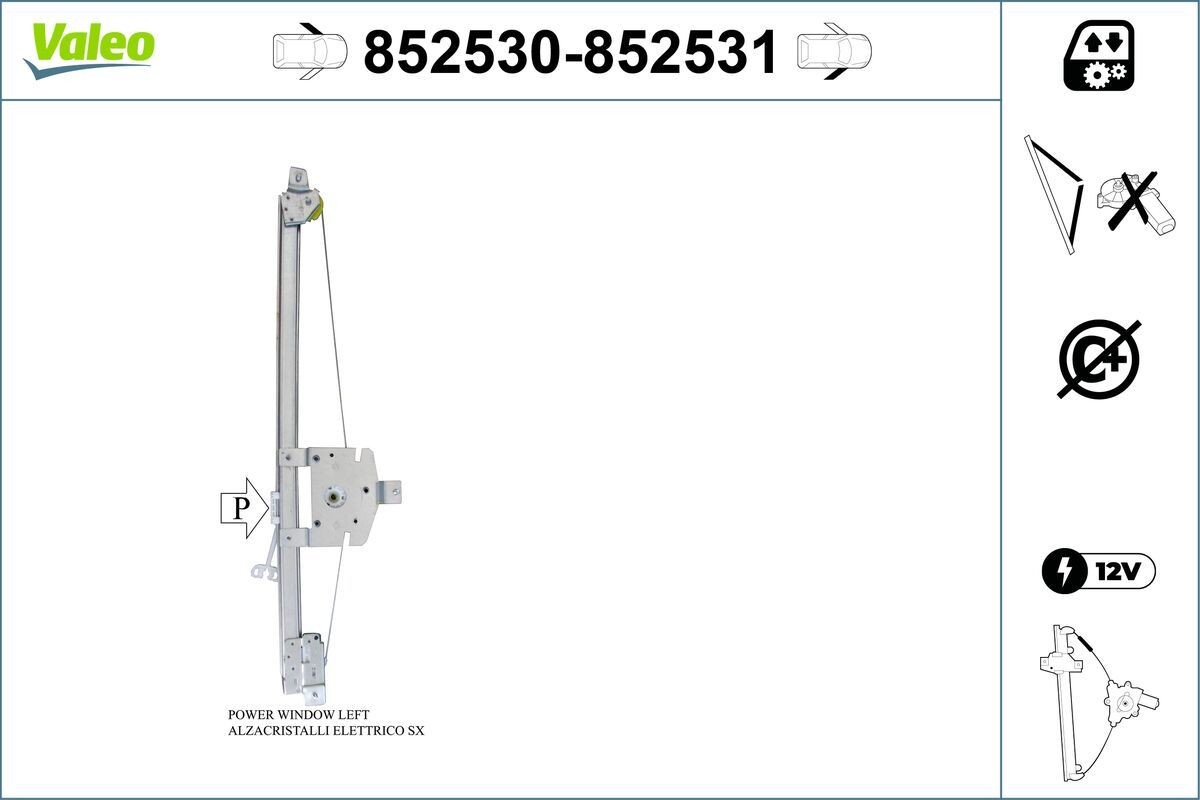 VALEO Window regulator Article number: 852530 cheaply