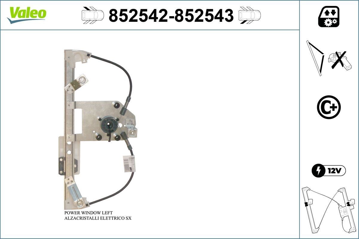 VALEO Window regulator Article number: 852542 cheaply