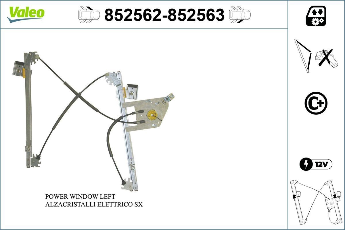 VALEO Window regulator Article number: 852562 cheaply