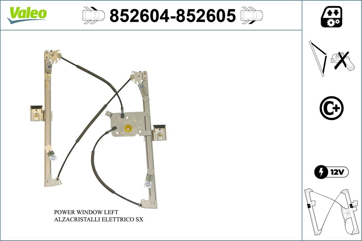 VALEO Window regulator Article number: 852604 cheaply