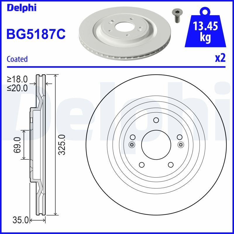 DELPHI Brake disc Article number: BG5187C cheaply