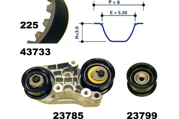 MAPCO Timing belt kit Article number: 23733 cheaply