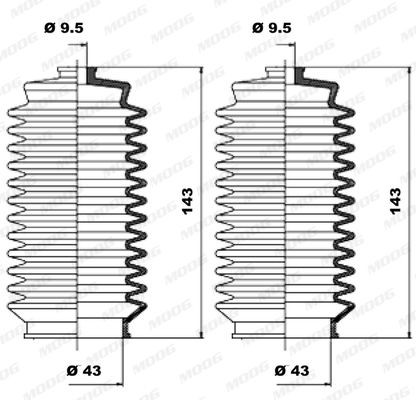 MOOG Bellow Set, steering Article number: K150095 cheaply