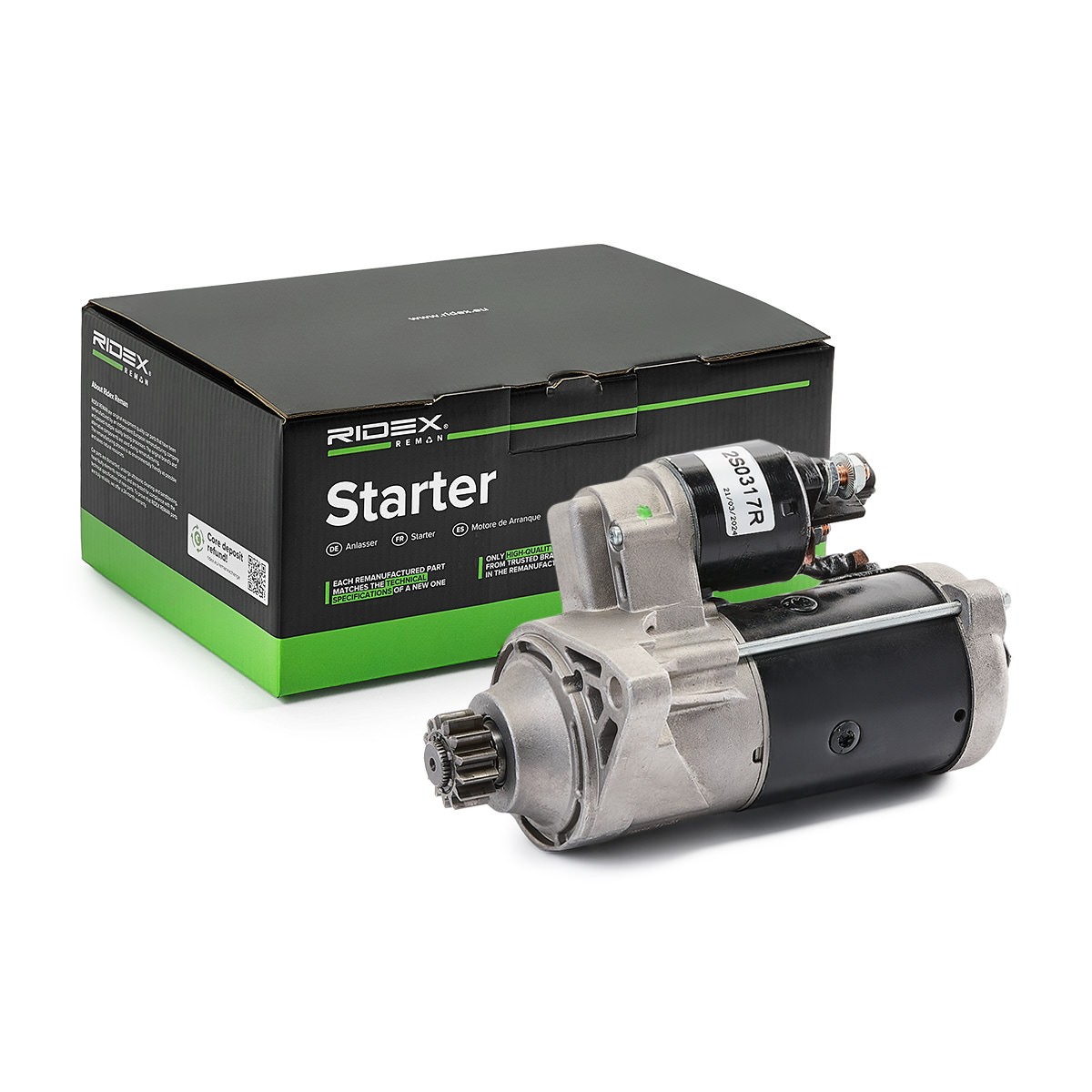 RIDEX REMAN Starter Artikli number: 2S0317R soodsalt