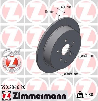 ZIMMERMANN Bremseskive Varenummer: 590.2846.20 billige