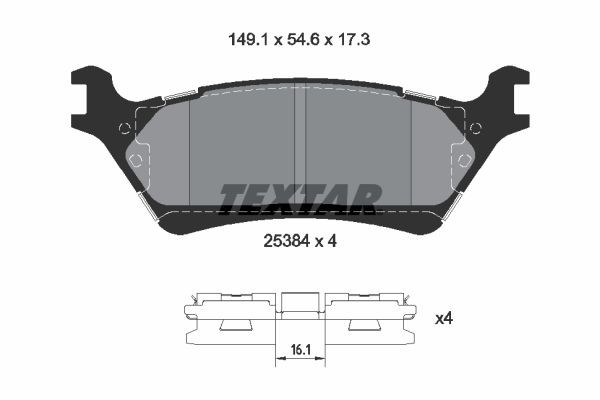 TEXTAR Brake pad set Article number: 2538401 cheaply