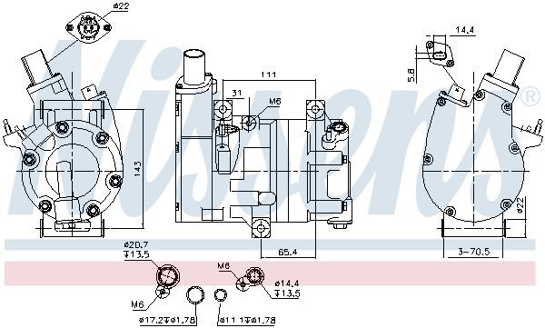NISSENS Air conditioning compressor Article number: 891075 cheaply