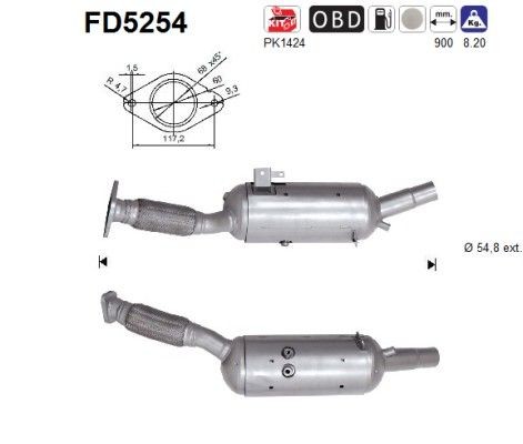 AS Diesel particulate filter Article number: FD5254 cheaply