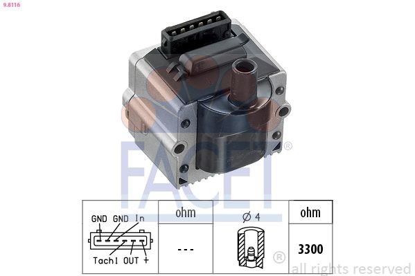 FACET Ignition Coil Unit Article number: 9.8116 cheaply