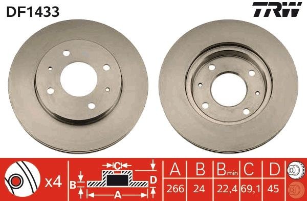 TRW Brake disc Article number: DF1433 cheaply