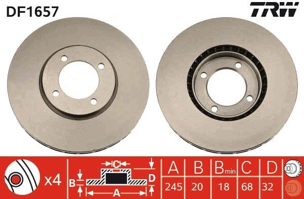 TRW Brake disc Article number: DF1657 cheaply