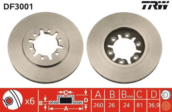 TRW Brake disc Article number: DF3001 cheaply