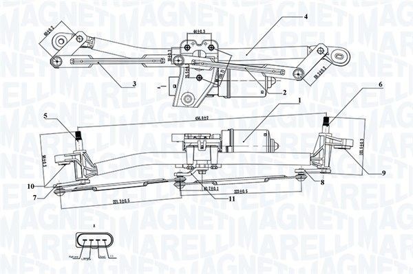 MAGNETI MARELLI 064351735010 Window Wiper System YPSILON 1.3 JTD (843.AXD11, 843.AXD1A) 70 PS Diesel 2011