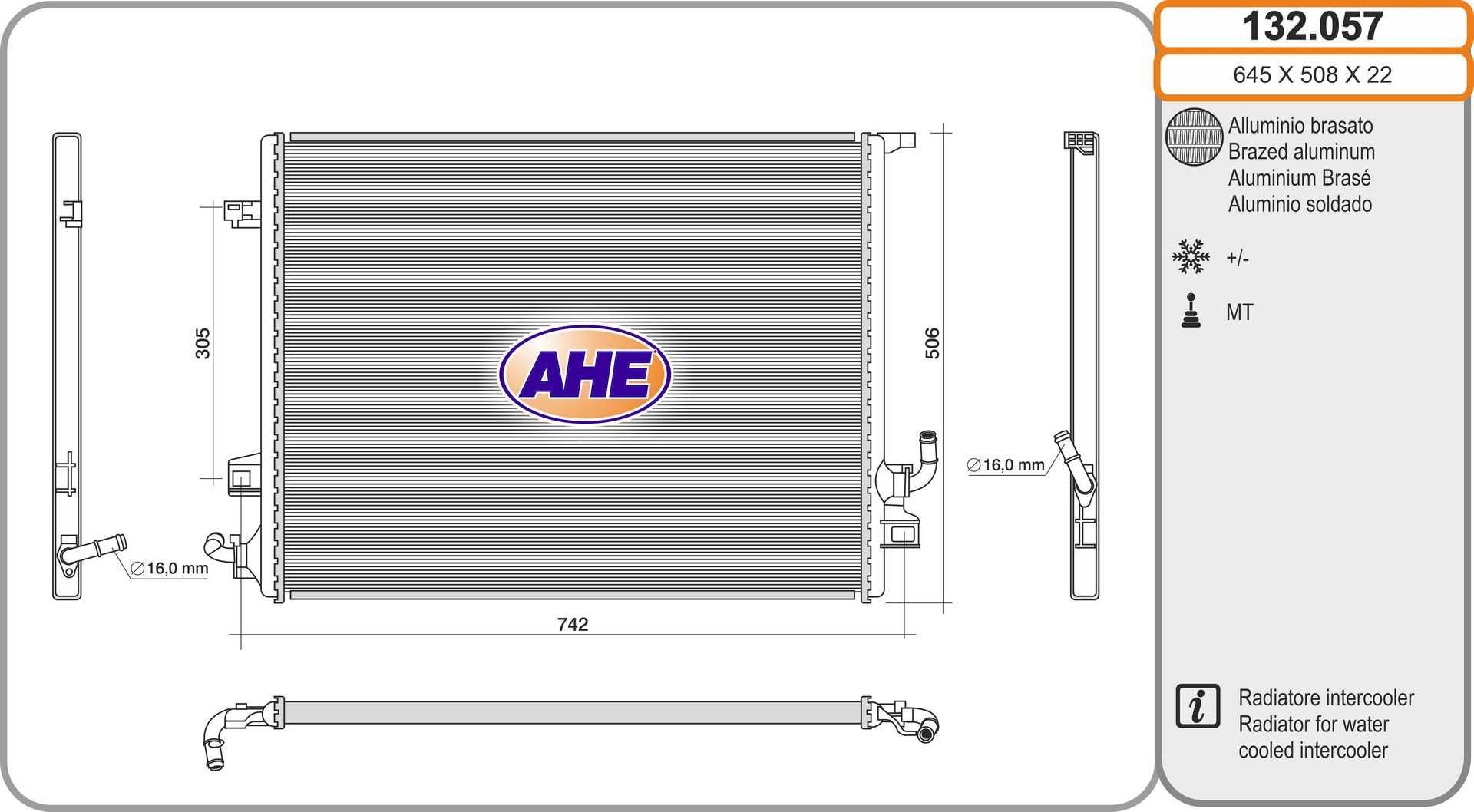 AHE Engine radiator Article number: 132.057 cheaply