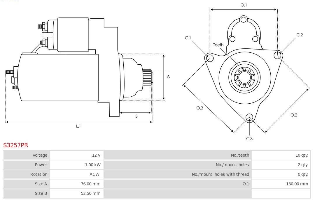 AS-PL Starter motor Article number: S3257PR cheaply