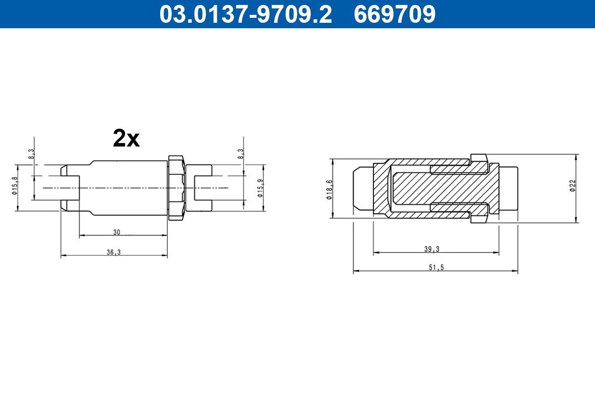 ATE 03.0137-9709.2 Tilbehørssæt, parkeringsbremsebakker CRAFTER 2.0 TDI 177 HK Diesel