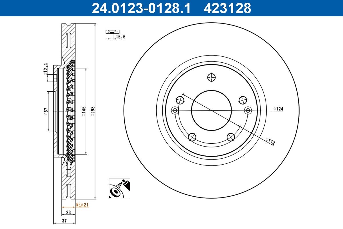 ATE Brake disc Article number: 24.0123-0128.1 cheaply