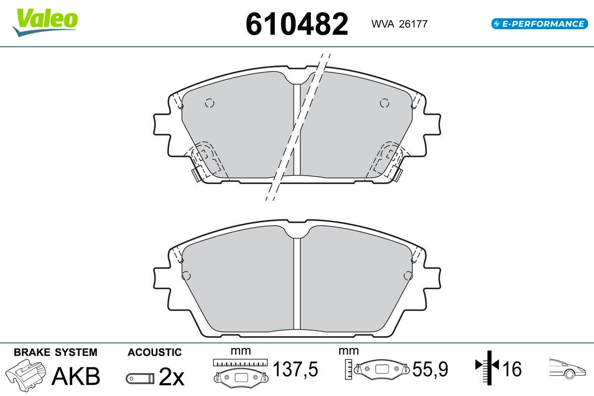 VALEO Brake pad set Article number: 610482 cheaply