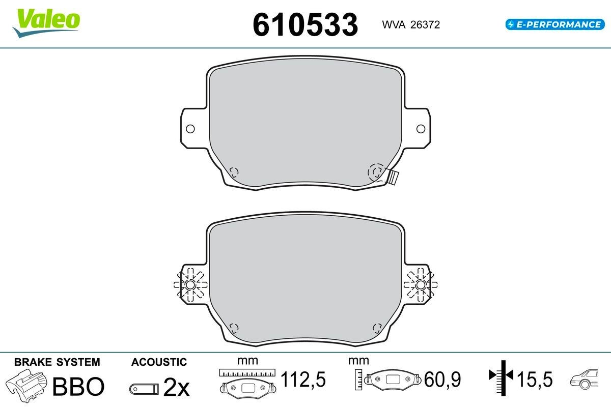 VALEO Brake pad set Article number: 610533 cheaply