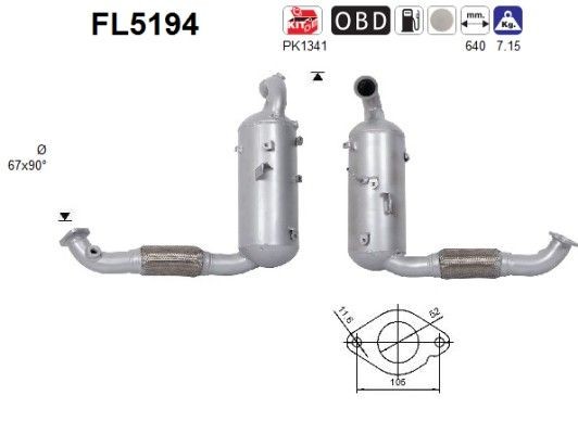 AS Diesel particulate filter Article number: FL5194 cheaply