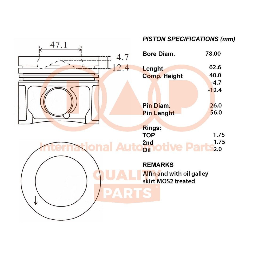 IAP QUALITY PARTS Piston Article number: 100-17290 cheaply